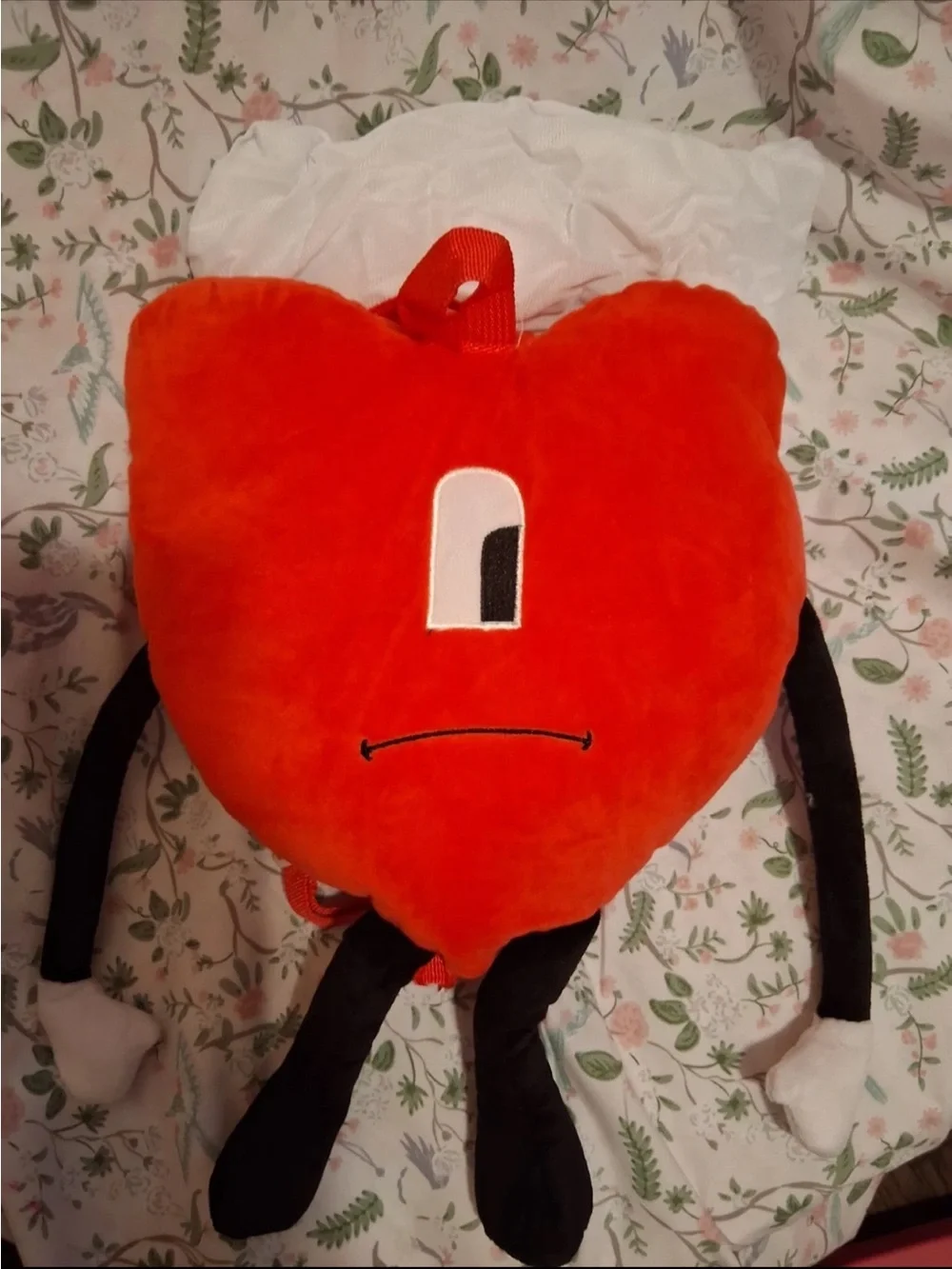 Red Heart Character Accent Pillow - Playful Plush Accent